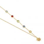 Amy Gold Plated Necklace with Coloured Stones (NL014)