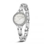 Ladies Round Face Silver Plated Watch with Clear Stones (SM7026L)