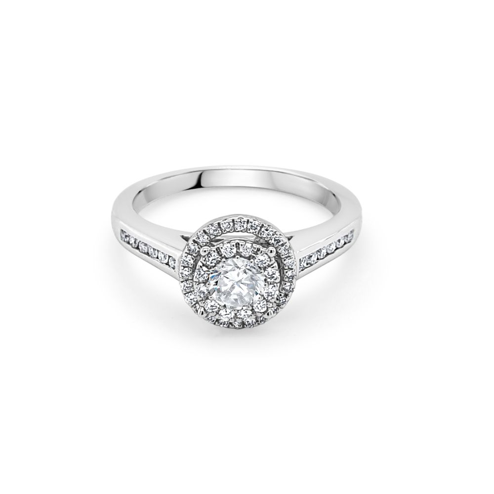 18ct White Gold Halo Engagement Ring - RJ Barber & Sons