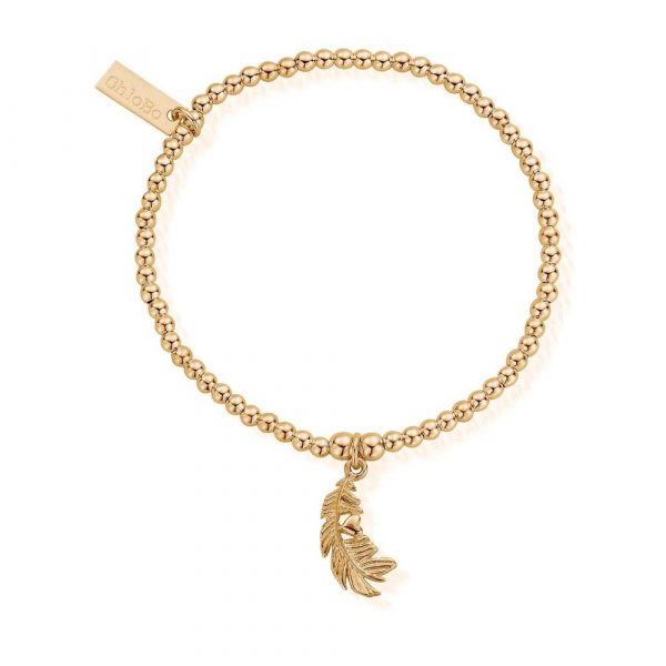 Cute Charm Feather Heart Bracelet - Gold (EGBCC1078)