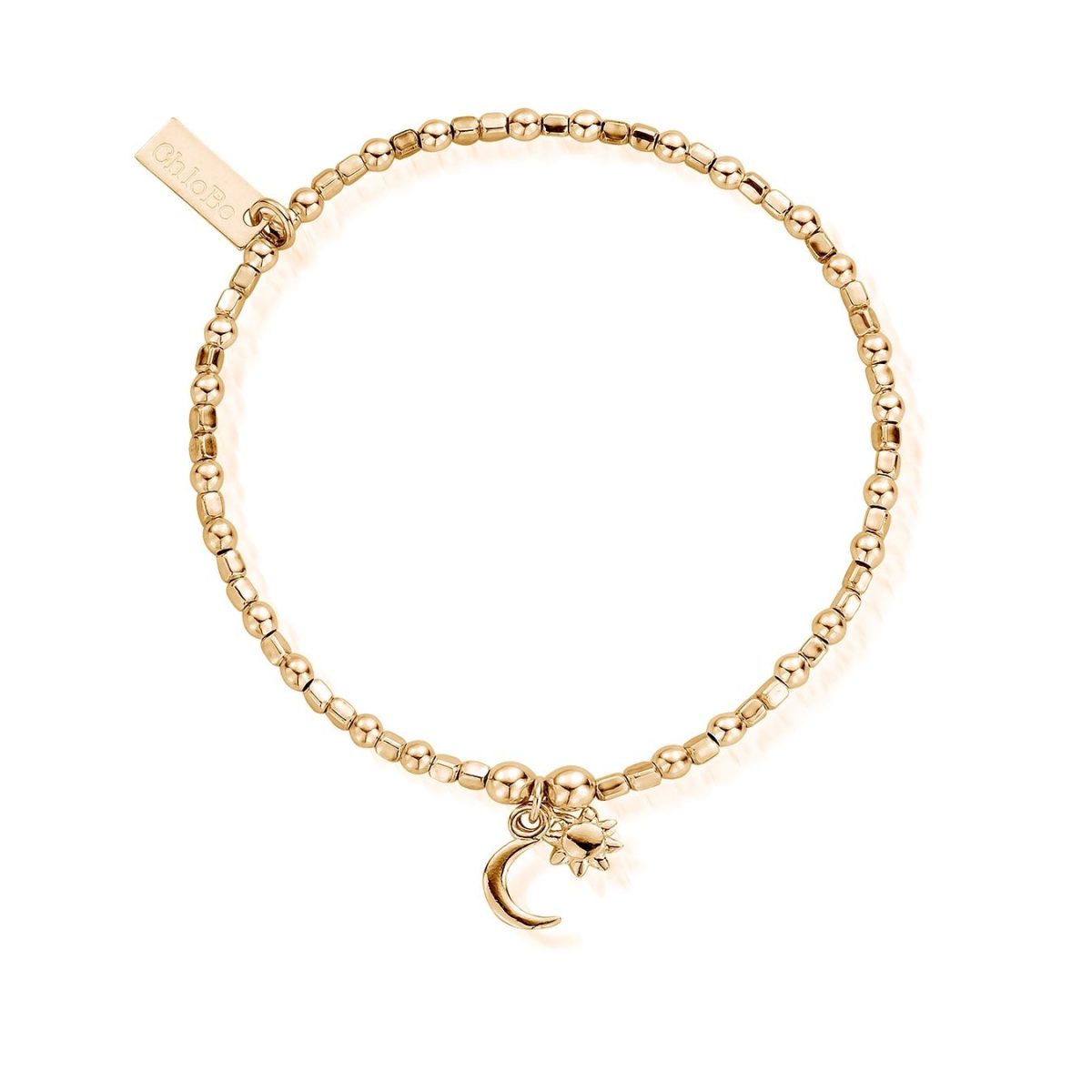 Mini Cube Dainty Moon & Sun Bracelet - Gold (EGBCFB1097)