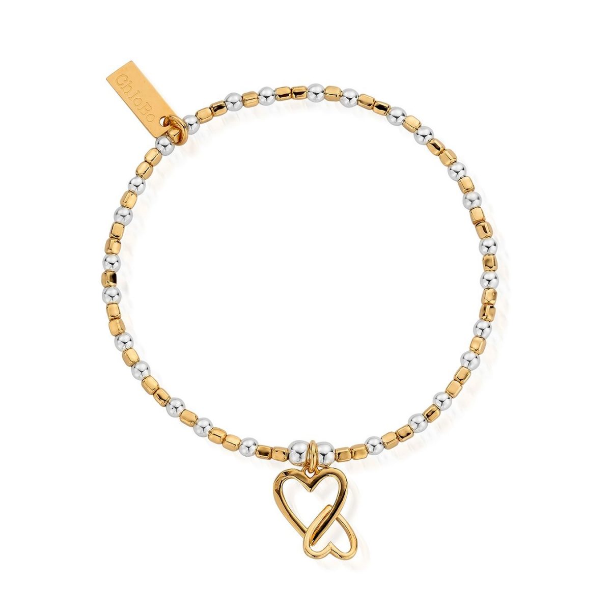 Interlocking Love Heart Bracelet - Two Tone (GMBCFB1069)