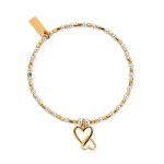 Interlocking Love Heart Bracelet - Two Tone (GMBCFB1069)