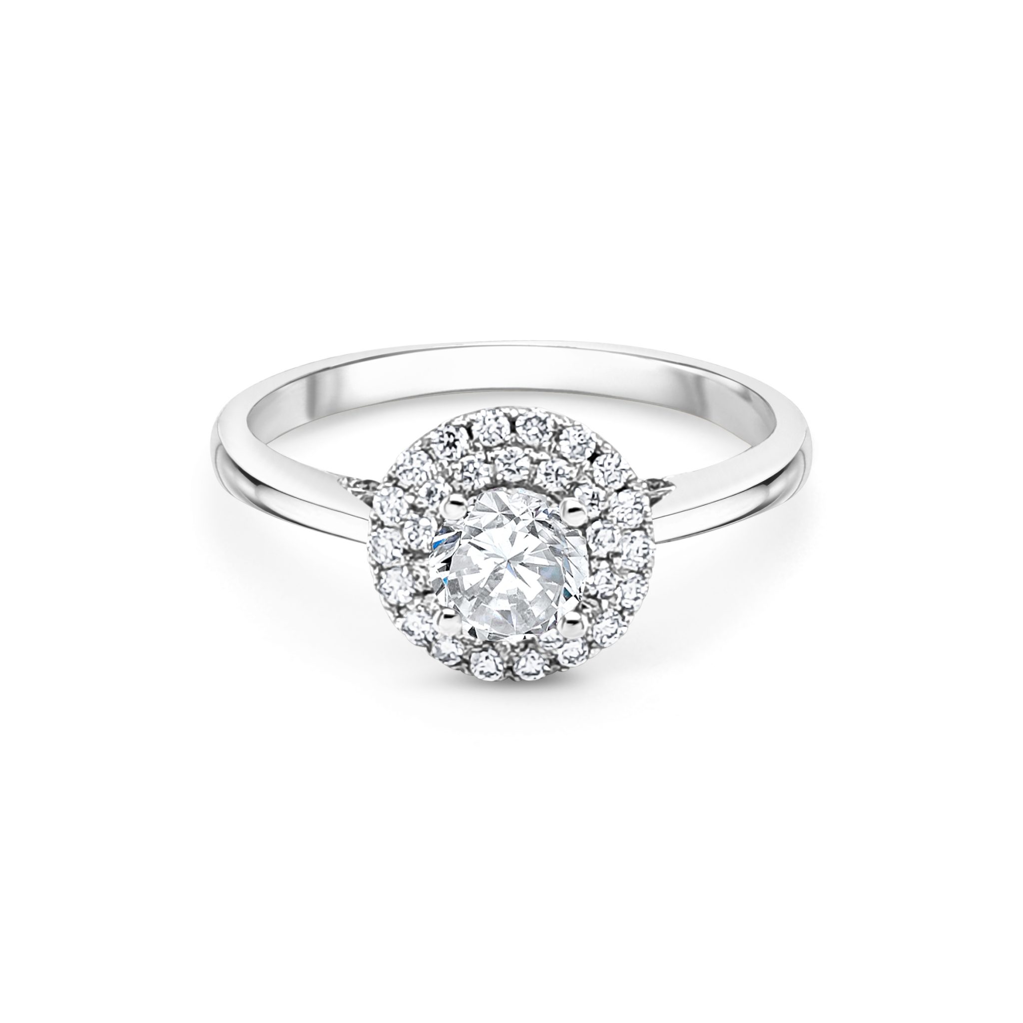 18ct White Gold Halo Engagement Ring - RJ Barber & Sons