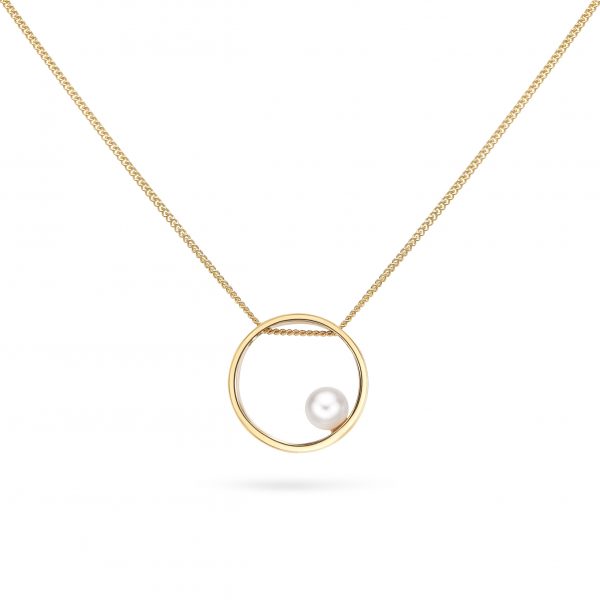 Cathal Barber Goldsmith Circle Pendant in Gold with Pearl