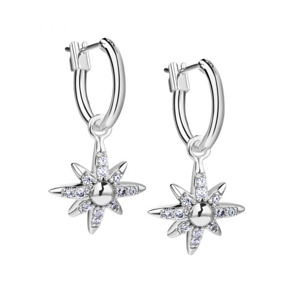 Newbridge Silverware Silver Plated Star Earrings with Clear Stones (E022SR)