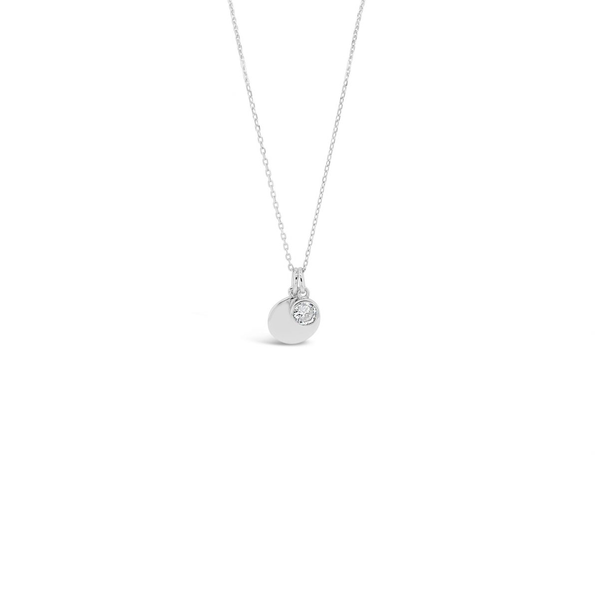 Absolute Silver Birthstone Disc Pendant - April (SP200APR)