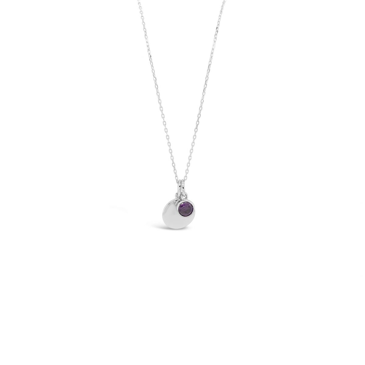 Absolute Silver Birthstone Disc Pendant - February (SP200FEB)