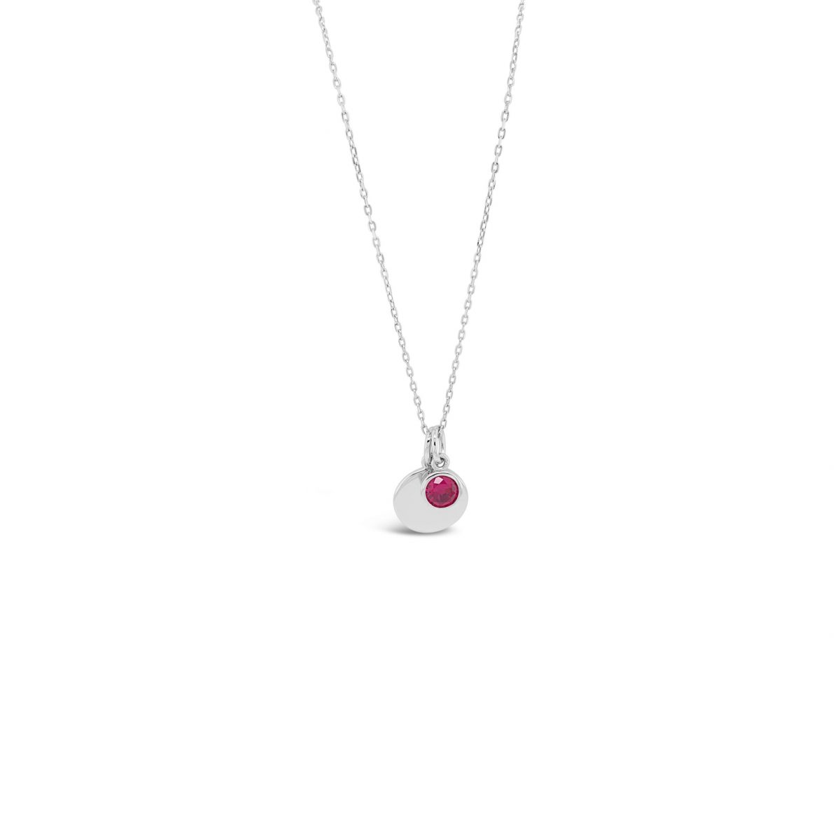 Absolute Silver Birthstone Disc Pendant - July (SP200JUL)