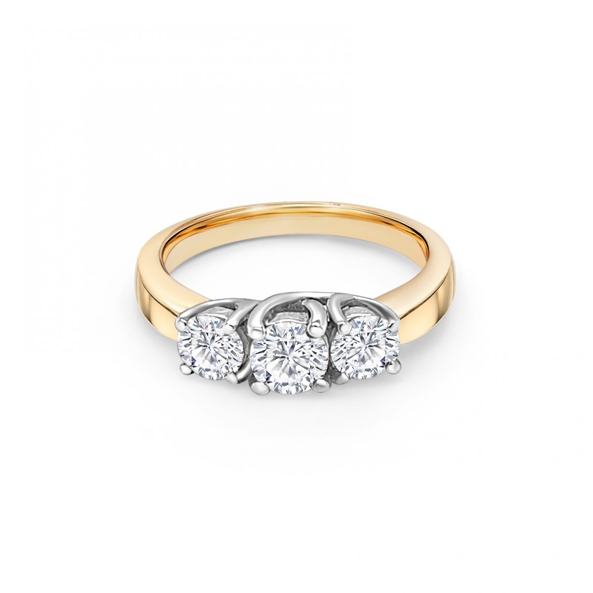 18ct Yellow and White Gold Three Stone Engagement Ring