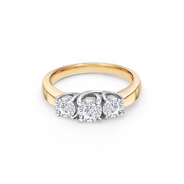 18ct Yellow and White Gold Three Stone Engagement Ring