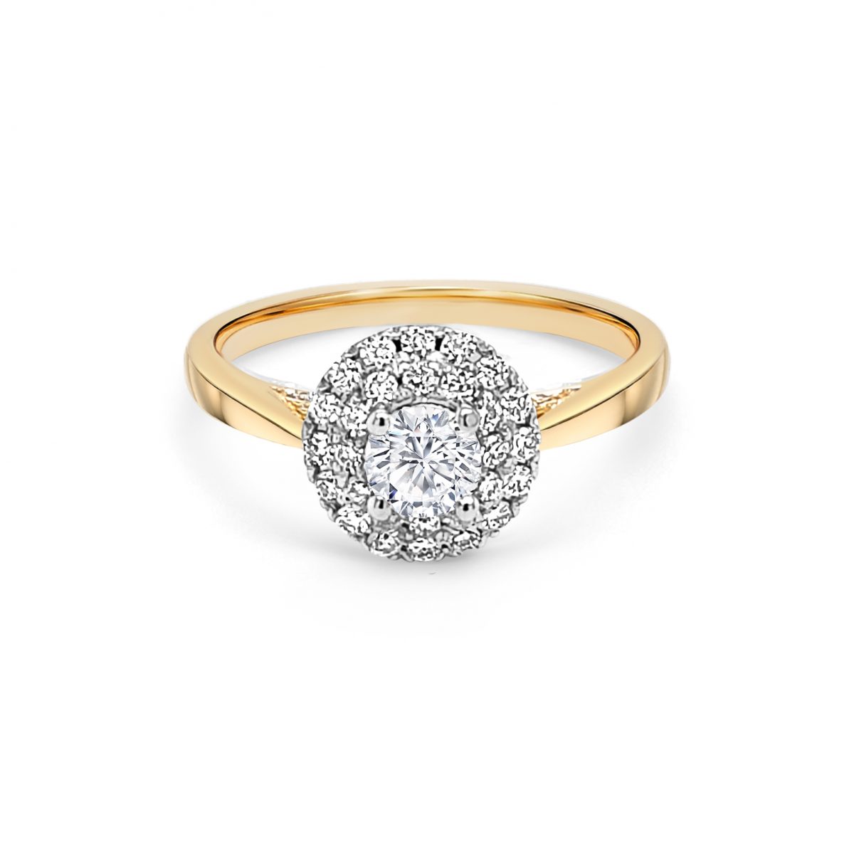 18ct Yellow Gold Halo Engagement Ring