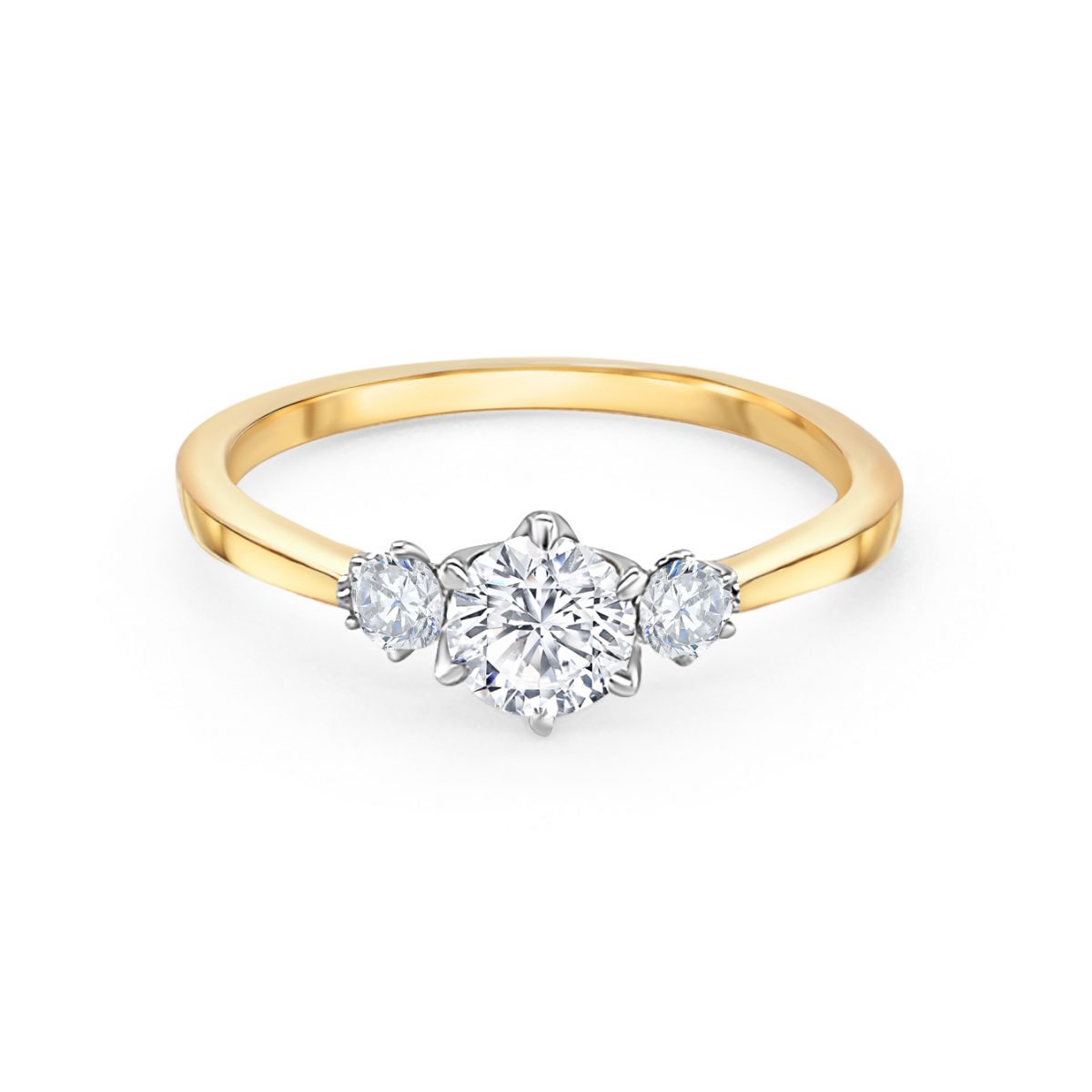 18ct Yellow Gold Three Stone Engagement Ring