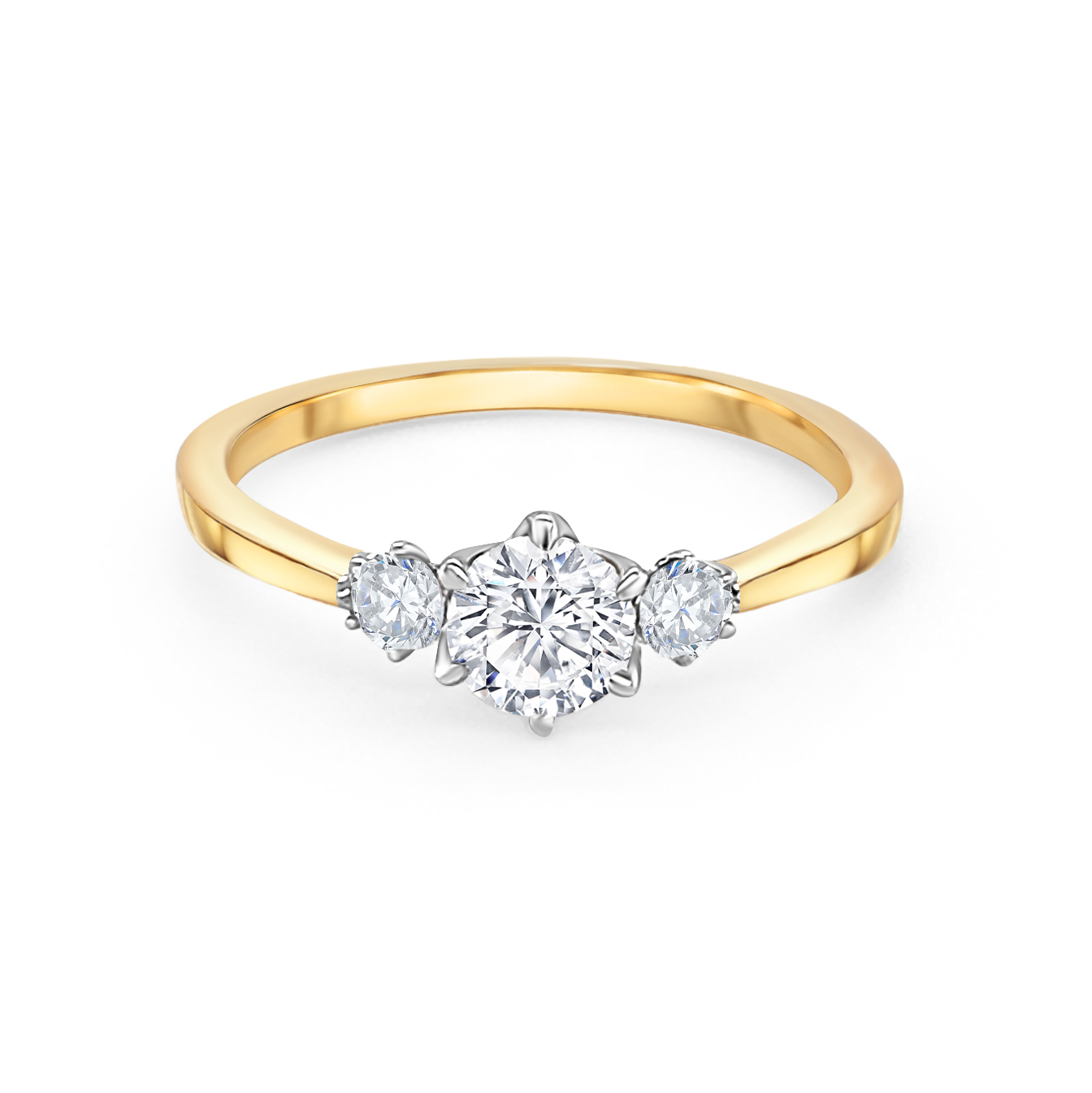 18ct Yellow Gold Three Stone Engagement Ring - RJ Barber & Sons