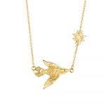 Newbridge Silverware Gold Plated Necklace with Bird and Sun Charm (NL407)