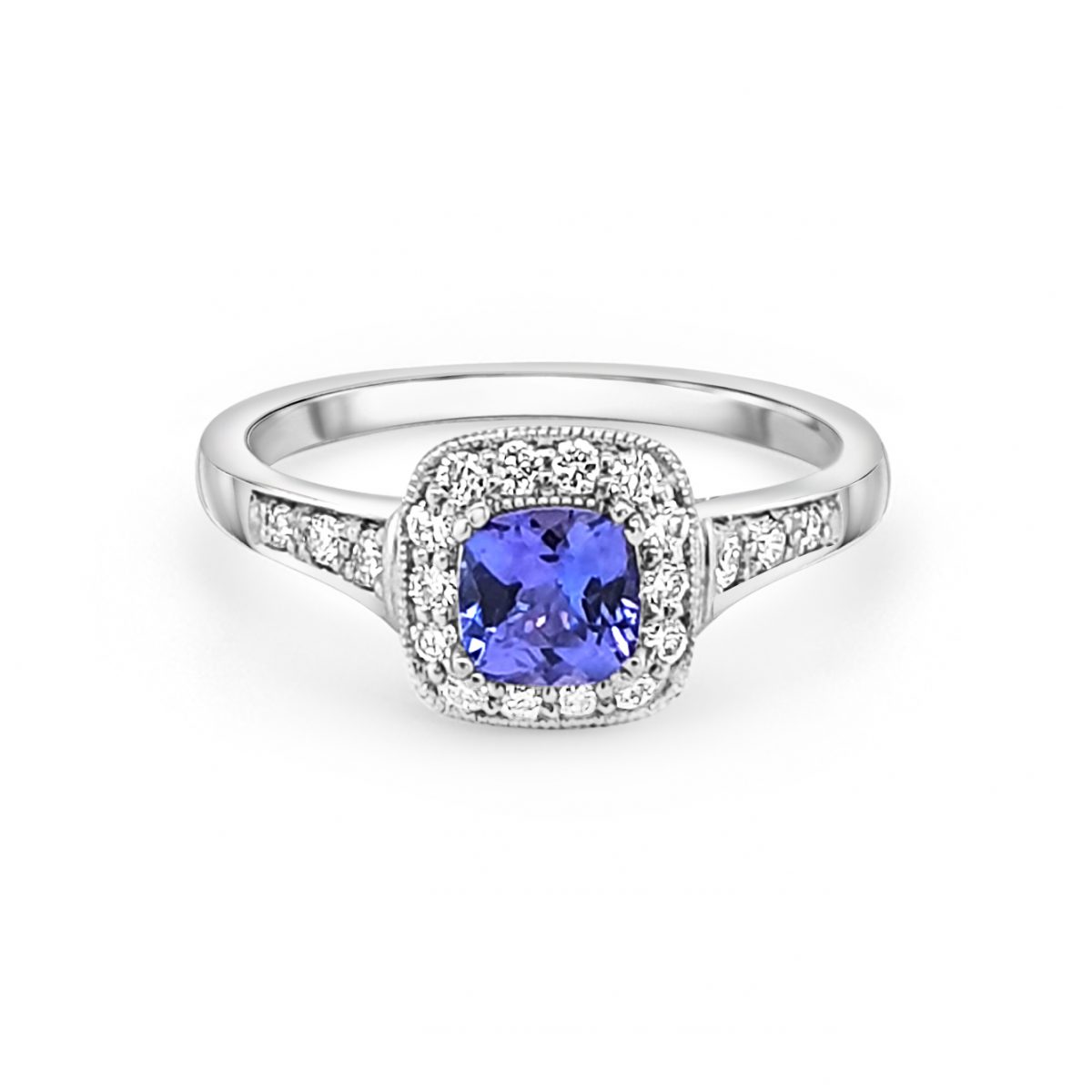 Platinum Tanzanite and Diamond Ring