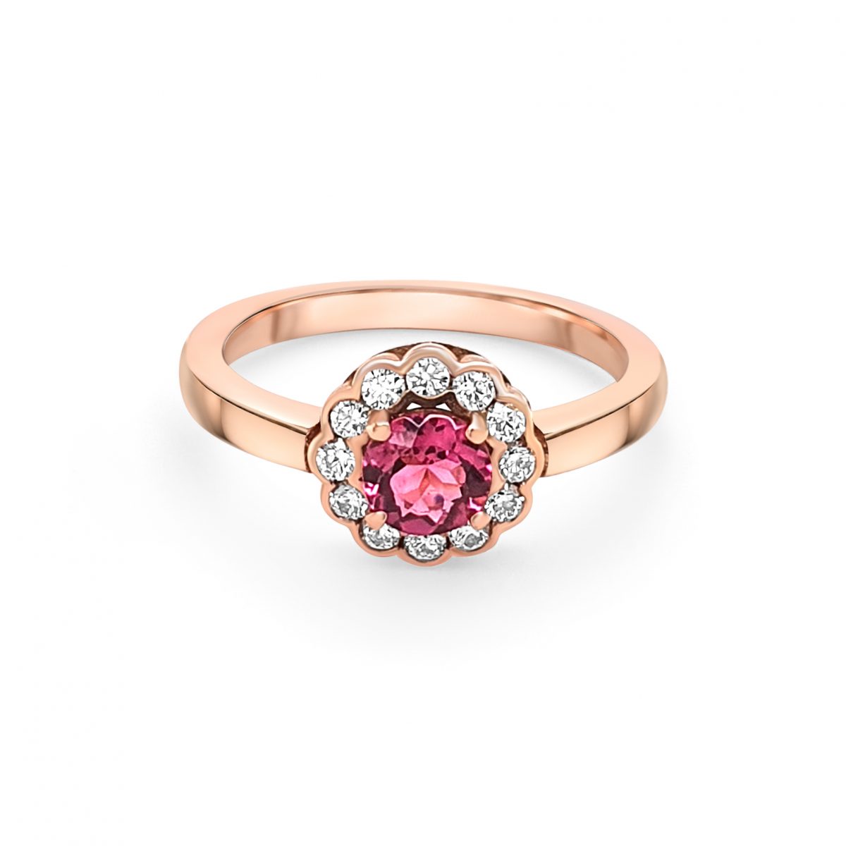 Cathal Barber Goldsmith 9ct Rose Gold Rubellite and Diamond Ring