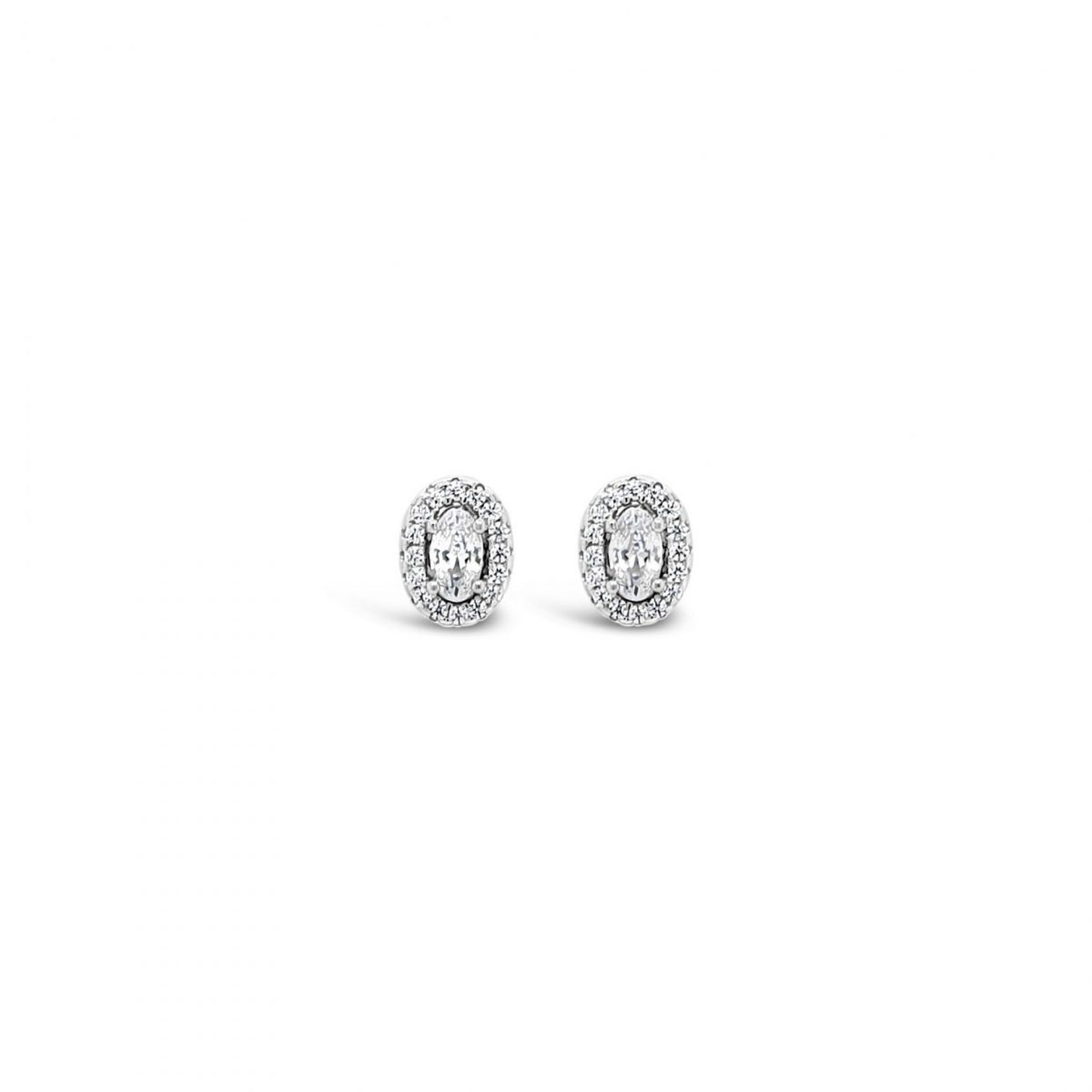 Absolute Jewellery Sterling Silver Cubic Zirconia Oval Earrings (SE164SL)