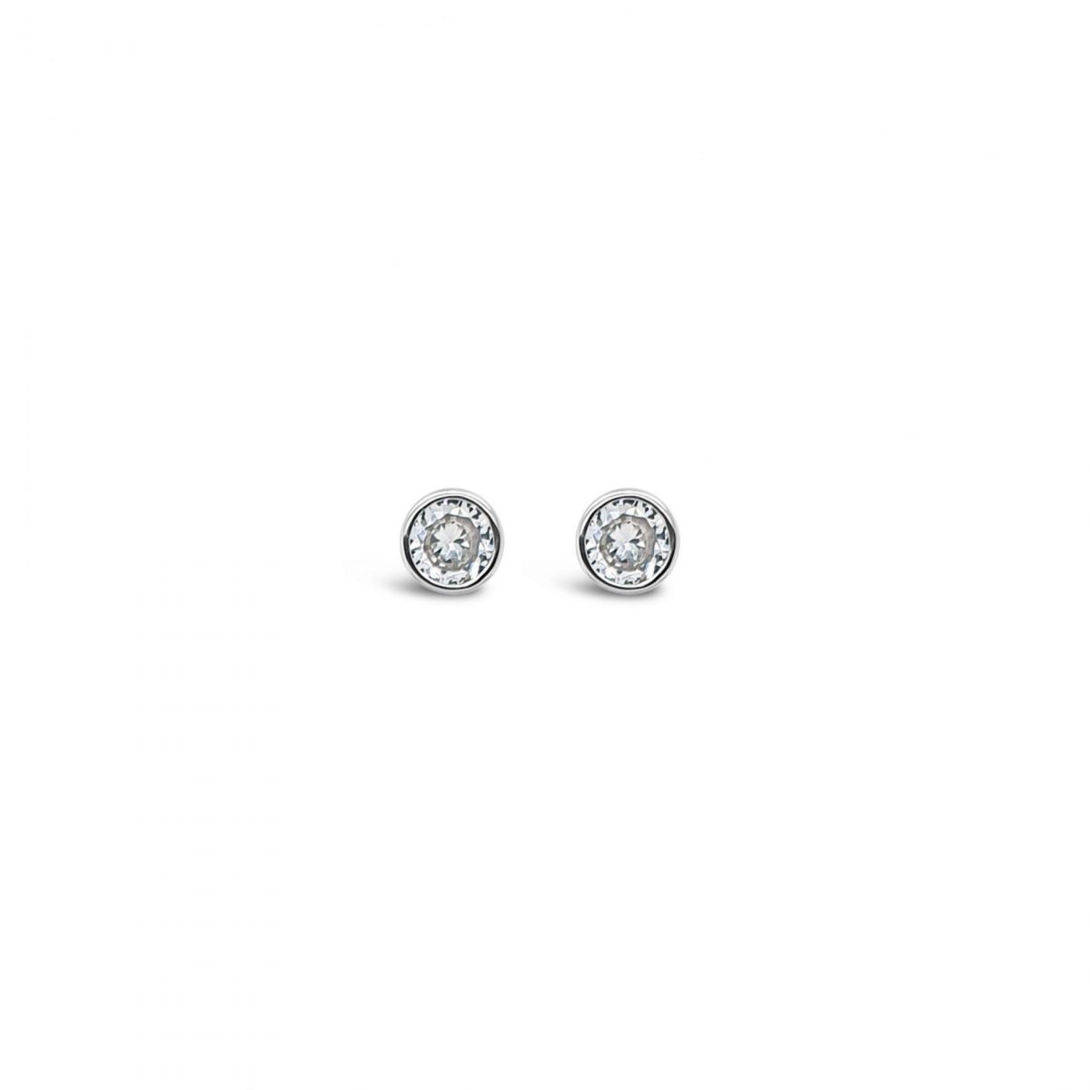 Absolute Jewellery Sterling Silver Birthstone Circle Earrings - April (SE200APR)