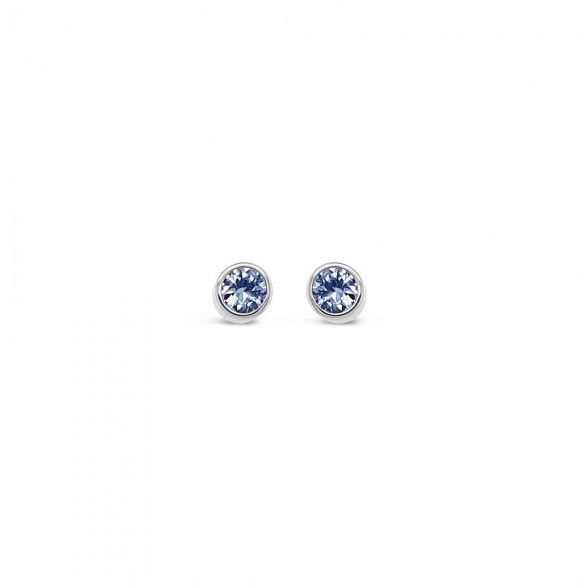 Absolute Jewellery Sterling Silver Birthstone Circle Earrings - March (SE200MAR)