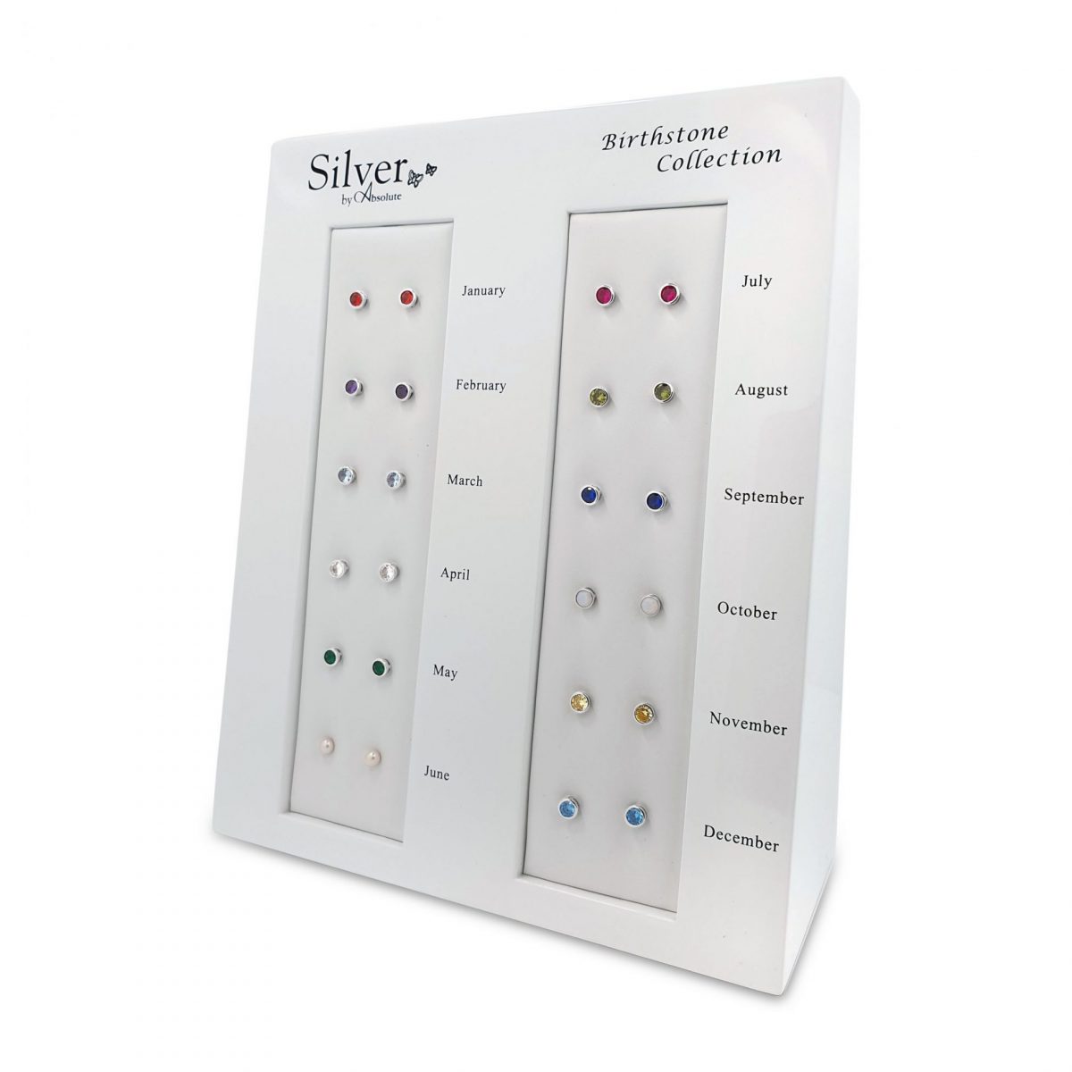 Absolute Jewellery Sterling Silver Birthstone Circle Earrings - October (SE200OCT)