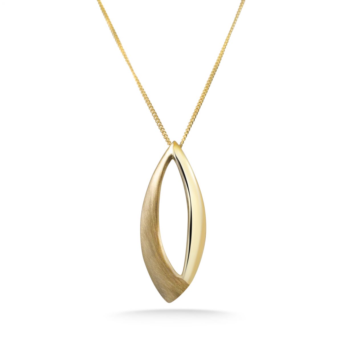 Cathal Barber Goldsmith 9ct Gold Navette Pendant