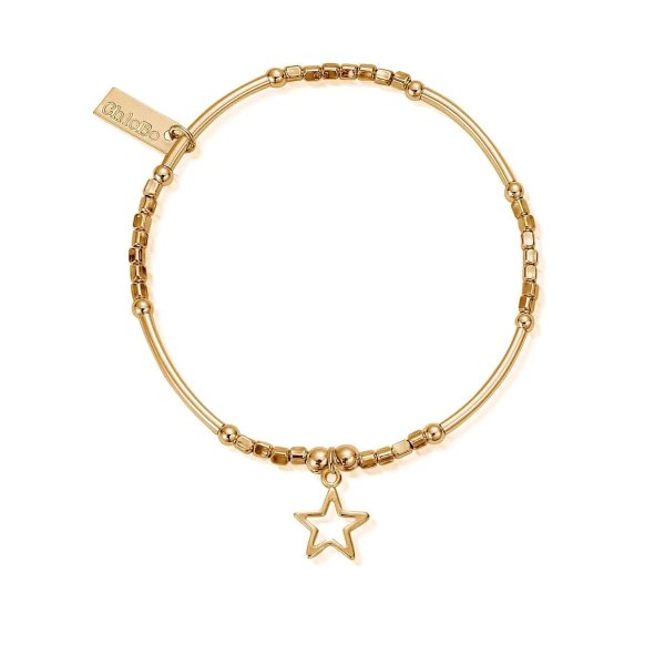 Chlobo Gold Mini Noodle Cube Open Star Bracelet (GBMNC1065)