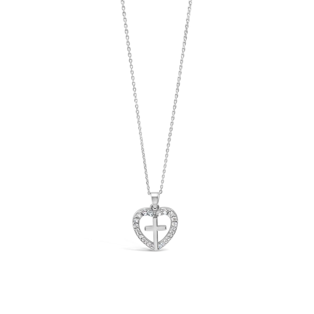 Absolute Jewellery Kids Silver Heart & Cross Pendant (HCP200)