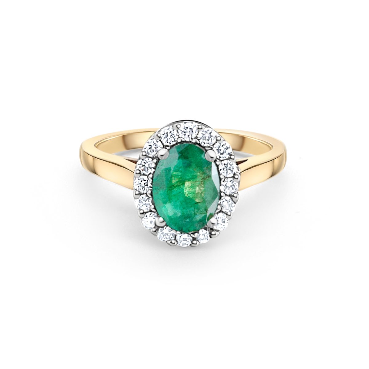 9ct Yellow Gold Emerald and Diamond Dress Ring