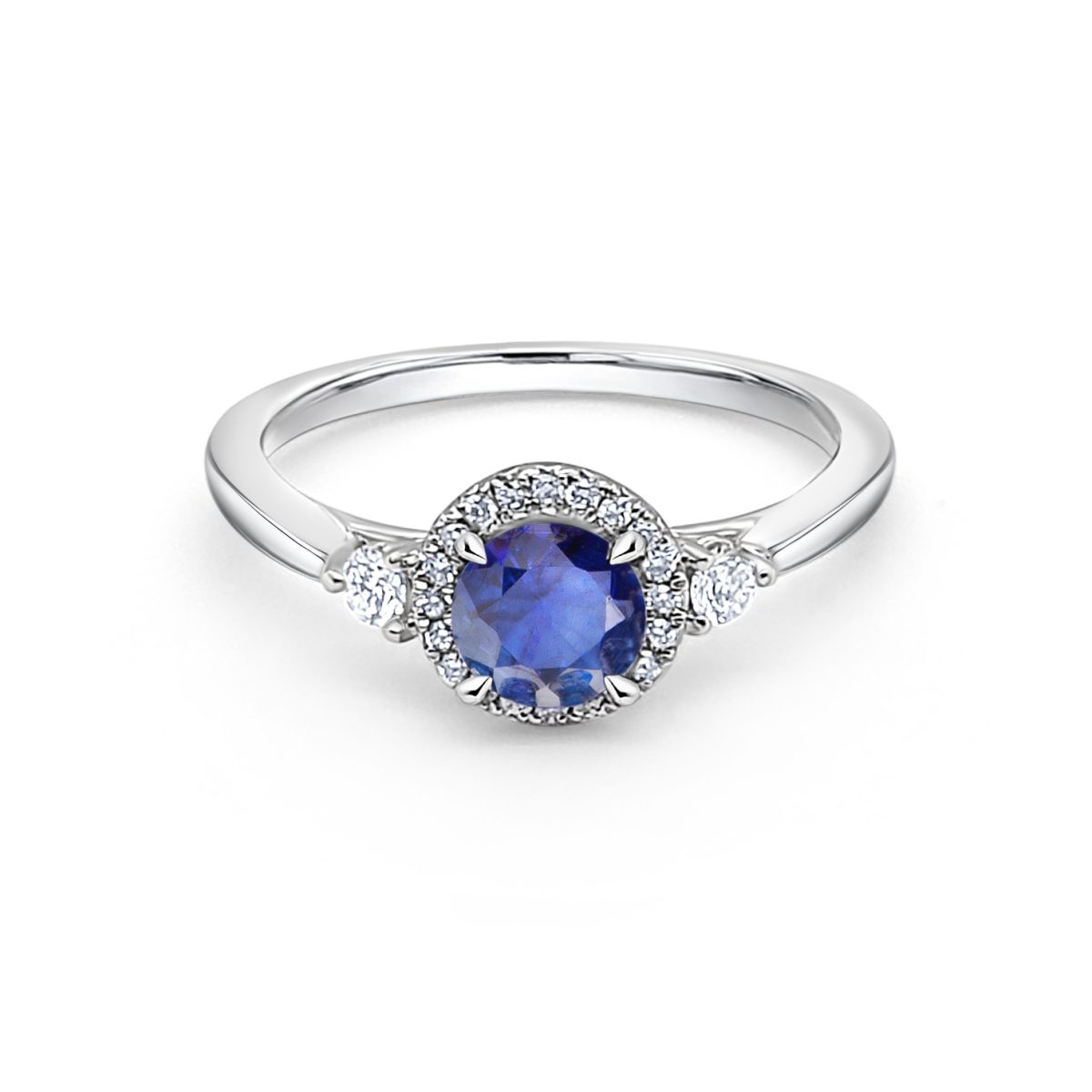 Platinum Round Tanzanite And Diamond Ring