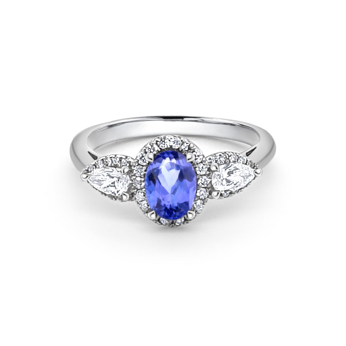 Platinum Oval Tanzanite and Diamond Ring