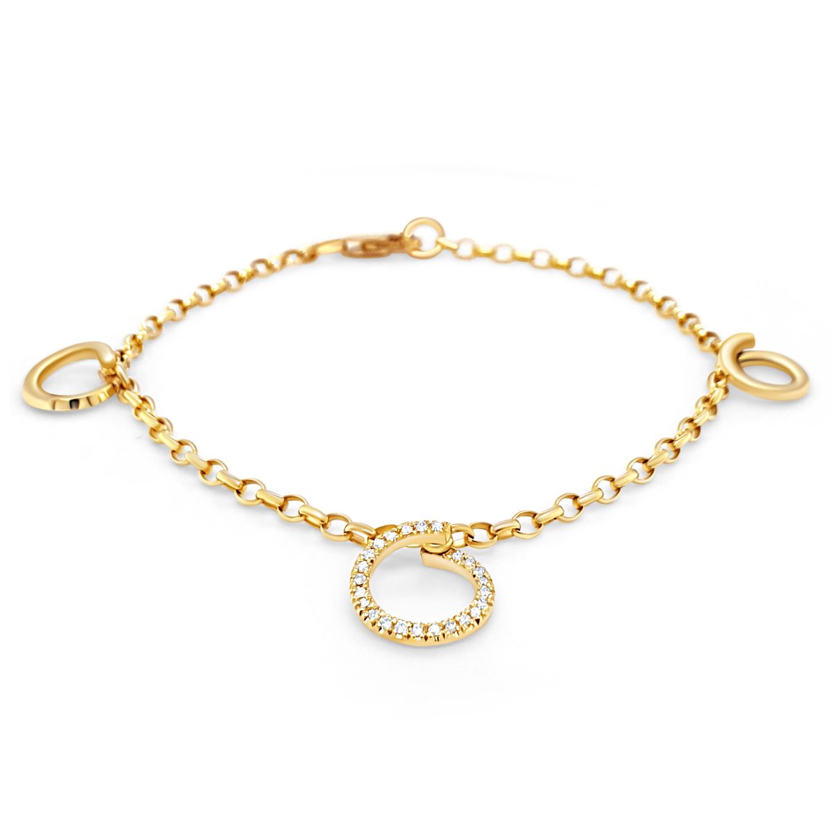 Cathal Barber Goldsmith 9ct Gold Circular Charm Bracelet