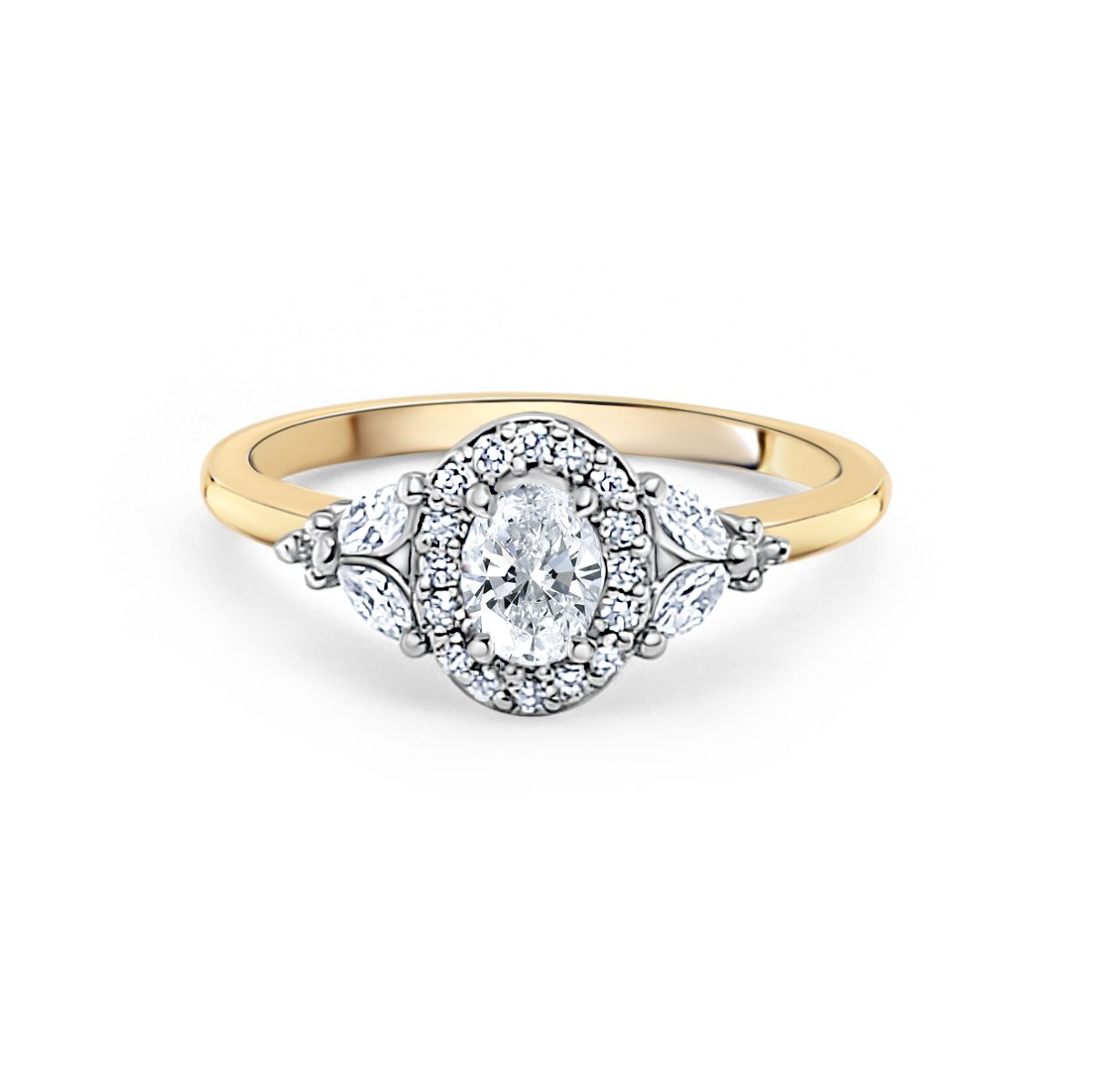 18ct Yellow Gold Halo Oval Engagement Ring (31359YW/54-18)