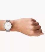 Skagen Riis Three-Hand Silver-Tone Steel Mesh Watch (SKW2912)