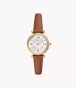 Fossil Carlie Three-Hand Medium Brown Leather Watch (ES5297)