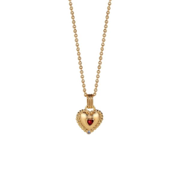 Newbridge Silverware Heart Pendant with Ruby Red Stone (P8852)