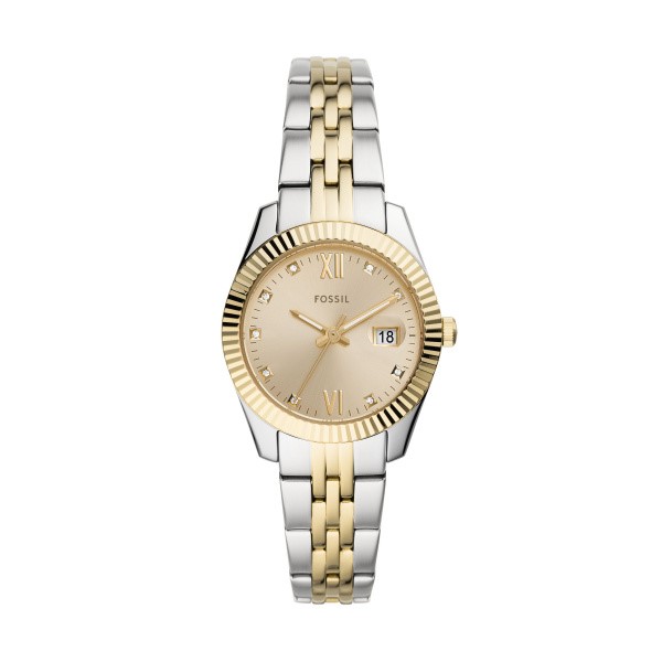 Fossil Scarlette Mini Three-Hand Date Two-Tone Stainless Steel Watch (ES4949)