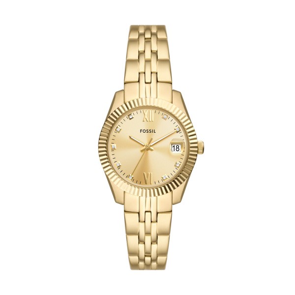 Fossil Scarlette Three-Hand Date Gold-Tone Stainless Steel Watch (ES5338)