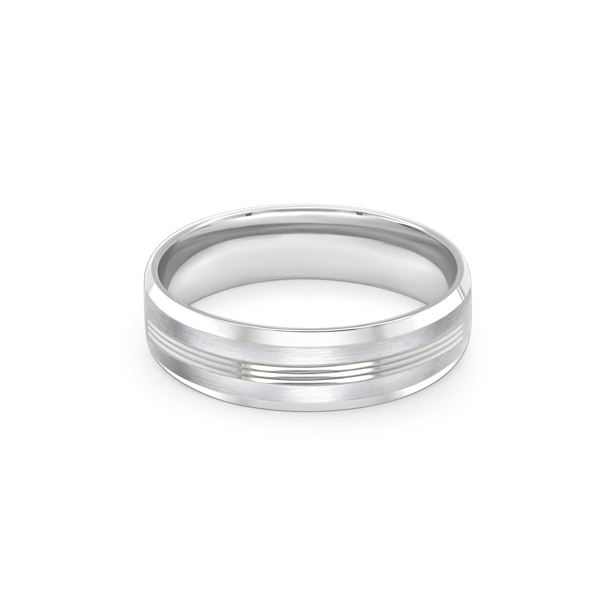 Palladium Mens Patterned Wedding Ring