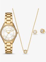 Michael Kors Mini Lauryn Gold-Tone Watch and Jewelry Gift Set (MK4849SET)