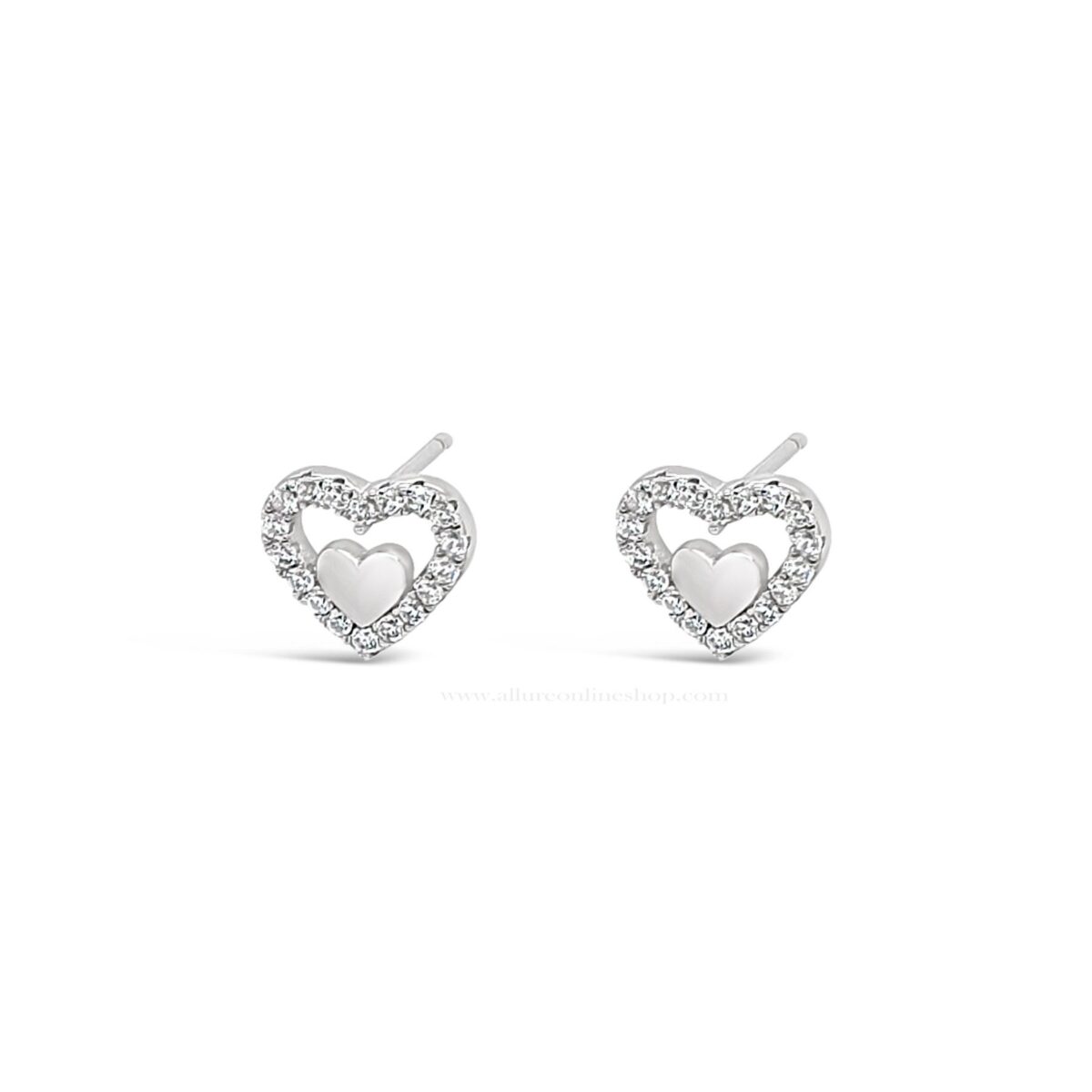 Absolute Kids Collection Silver Heart & Crystal Stones Earrings (HCE435)