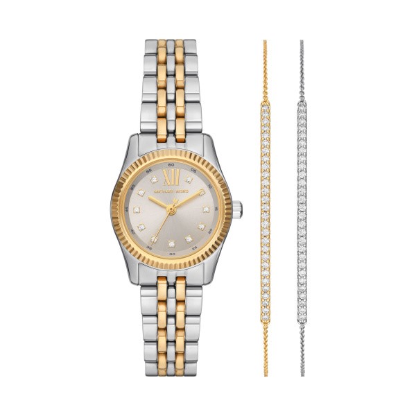 Michael Kors Lexington Pavé Two-Tone Watch and Slider Bracelet Gift Set (MK4815SET)