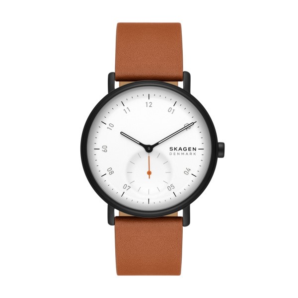 Skagen Kuppel Two-Hand Sub-Second Brown Leather Watch (SKW6889)