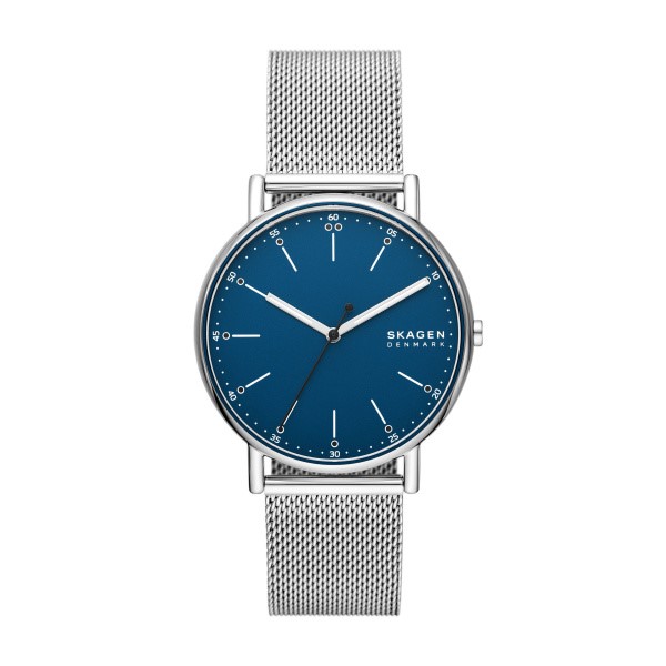 Skagen Signatur Three-Hand Silver Stainless Steel Mesh Watch (SKW6904)